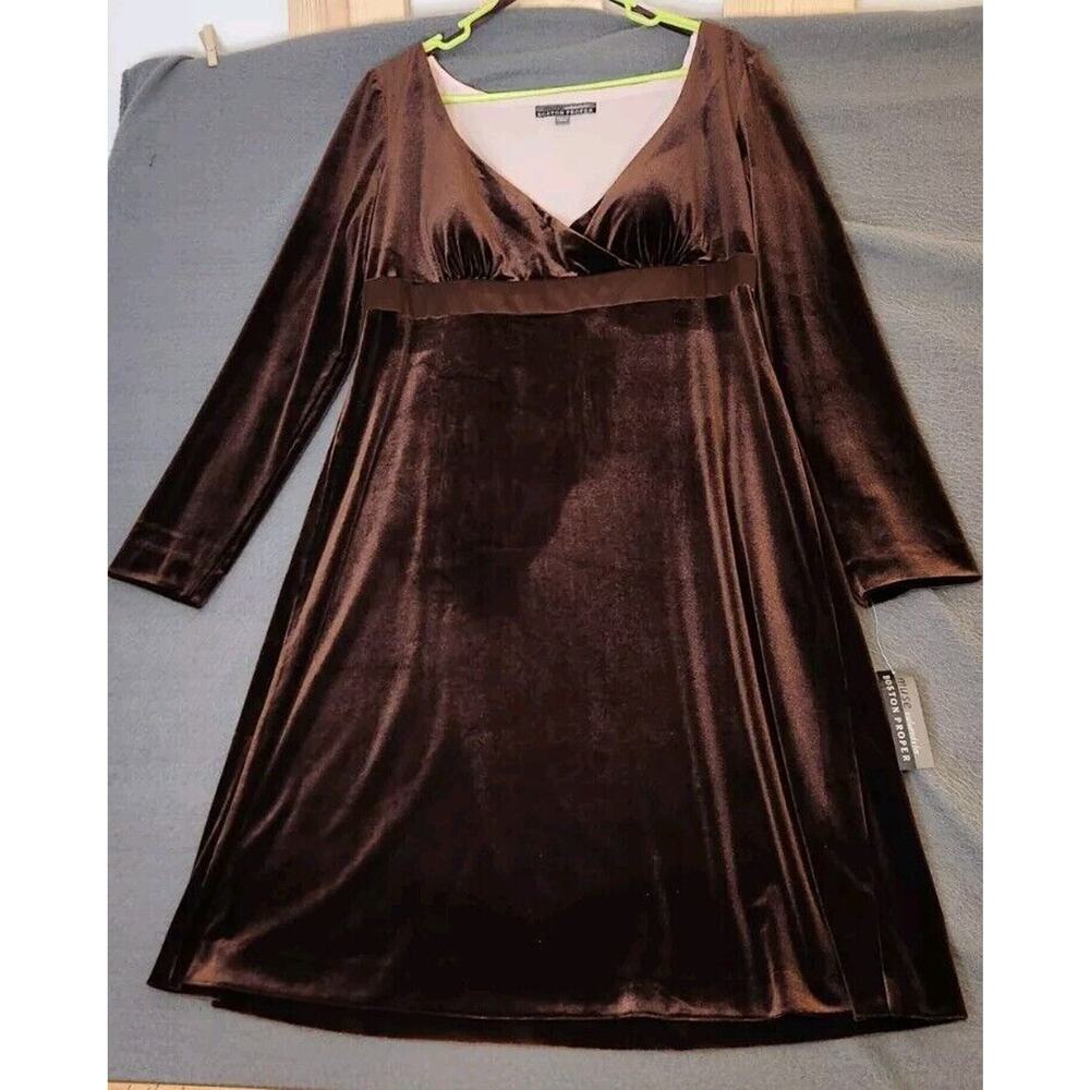 NWT Muse For Boston Proper V Neck Velvet‎ Dress Whimsigothic Empire Waist Sz 14